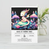 Invitation Pastel Minimaliste Dragon Anniversaire (Debout devant)