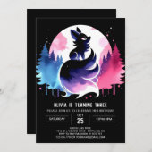 Invitation Pastel Minimaliste Wolf Anniversaire (Devant / Derrière)