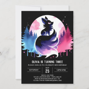 Invitation Pastel Minimaliste Wolf Anniversaire