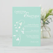 Invitation Pastel Mint Green & Light Grey Vine Mariage (Debout devant)