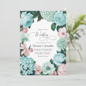 Invitation Pastel Mint, Seafoam & Shell Pink Wedding (Debout devant)