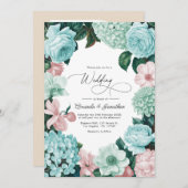 Invitation Pastel Mint, Seafoam & Shell Pink Wedding (Devant / Derrière)