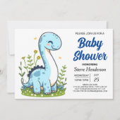 Invitation Pastel Modern en ligne Dinosaur Baby shower garçon (Devant)