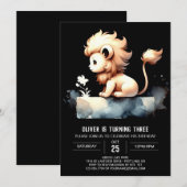 Invitation Pastel Modern Lion Anniversaire (Devant / Derrière)