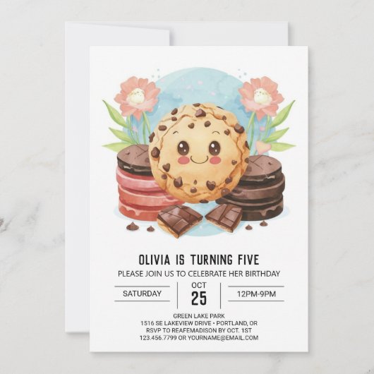 Invitation Pastel Moderne Aquarelle Cookies Anniversaire (Devant)
