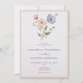 Invitation Pastel moderne Fleur sauvage Mariage rose (Devant)