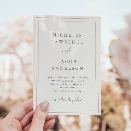 Invitation Pastel Moderne Minimaliste Mariage Blush