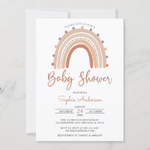 Invitation Pastel Musique Boho Rainbow Baby shower Invita