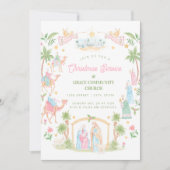 Invitation Pastel Nativity Christmas Service | Church (Devant)