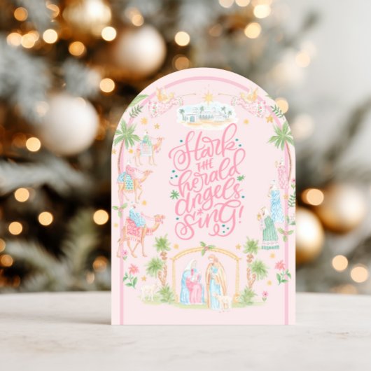 Invitation Pastel Nativity Folded Christmas Card