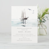 Invitation Pastel Nautical voilier Yacht Chaque année Anniver (Debout devant)