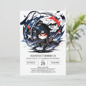 Invitation Pastel Ninja Scroll Anniversaire (Debout devant)