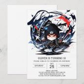 Invitation Pastel Ninja Scroll Anniversaire (Devant / Derrière)