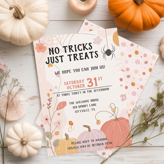 Invitation Pastel No Tricks Traite Juste Les Enfants Hallowee