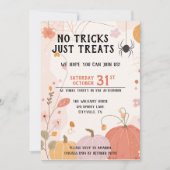Invitation Pastel No Tricks Traite Juste Les Enfants Hallowee (Devant)