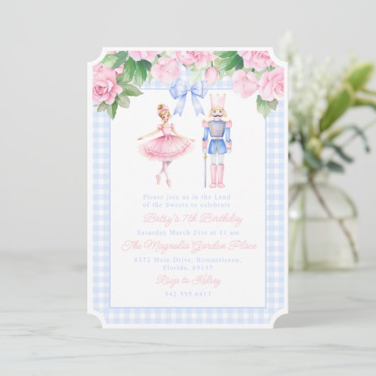 Invitation Pastel Nutcracker Noël fête d'anniversaire (Debout devant)