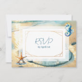 Invitation Pastel Ocean Sand dollar mariage RSVP (Devant)