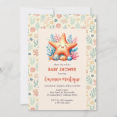 Invitation Pastel Ocean Starfish Personalized Baby Shower (Devant)