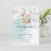 Invitation Pastel on peut attendre baby shower fille (Debout devant)