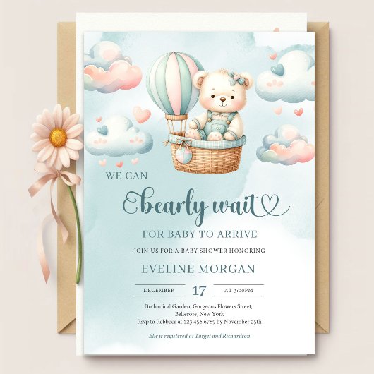Invitation Pastel on peut attendre baby shower fille