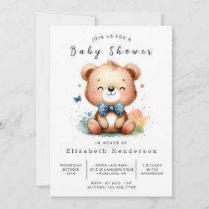 Invitation Pastel Online Bear Baby shower