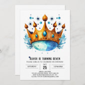 Invitation Pastel Online Prince Crown Anniversaire (Devant / Derrière)