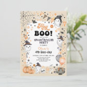 Invitation Pastel Orange Black Halloween Ghost Boy Anniversai (Debout devant)