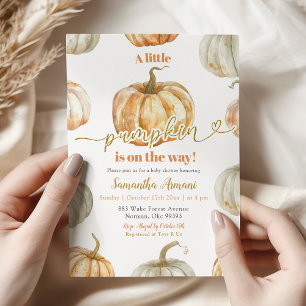 Invitation Pastel Orange Citrouille Genre Baby shower neutre