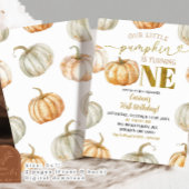 Invitation Pastel Orange et Citrouille d'or premier anniversa