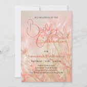 Invitation Pastel Orange Floral Arrière - plan Fête d'anniver (Devant)
