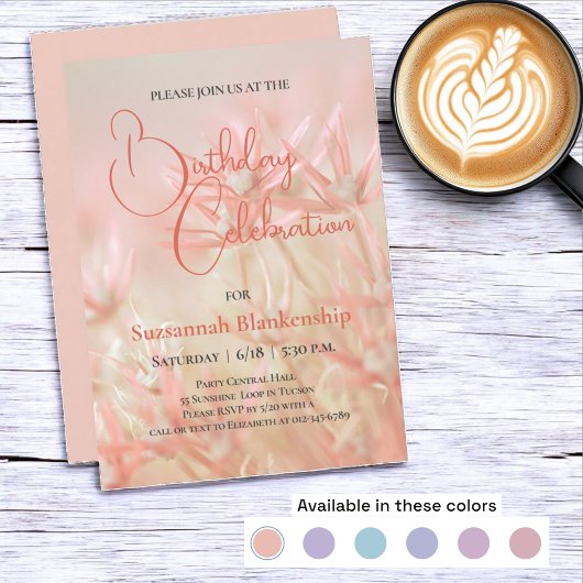 Invitation Pastel Orange Floral Arrière - plan Fête d'anniver