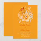 Invitation Pastel Orange Floral Bouquet Fall Orange Mariage (Devant / Derrière)