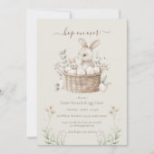 Invitation Pastel Pâques Brunch & Oeufs Chasse Bunny Panier O (Devant)