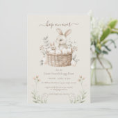 Invitation Pastel Pâques Brunch & Oeufs Chasse Bunny Panier O (Debout devant)