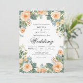 Invitation Pastel Peach Floral Mariage frontalier (Debout devant)