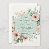 Invitation Pastel Peach Floral Whimsy Wedding (Devant / Derrière)