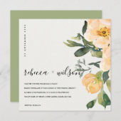 INVITATION PASTEL PEACH PEONY FLORAL WATERCOLOR MARIAGE (Devant / Derrière)