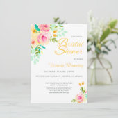 Invitation Pastel Peach Rose Roses Fête des mariées (Debout devant)