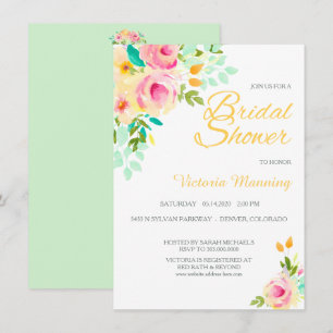 Invitation Pastel Peach Rose Roses Fête des mariées