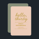 Invitation Pastel Peachy Bonjour Trente Anniversaire invitati<br><div class="desc">Pastel Pink Golden Hello Trente typographie Invitation d'anniversaire</div>