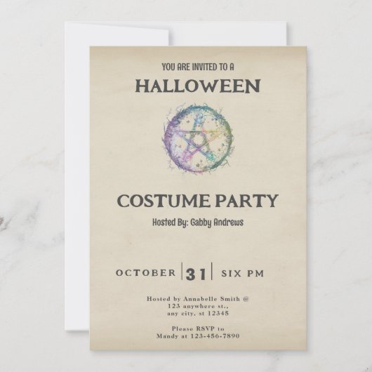Invitation Pastel Pentagram Halloween Vintage (Devant)