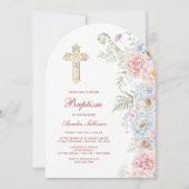 Invitation Pastel Peonies Arch Baptism (Devant)