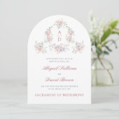 Invitation Pastel Peonies Frame Mariage catholique (Debout devant)
