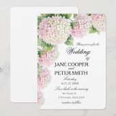 Invitation Pastel pink and white hydrangeas Budget Wedding  (Devant / Derrière)