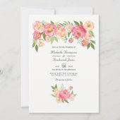 Invitation Pastel Pink Aquarelle Peony QR Code RSVP Mariage (Devant)