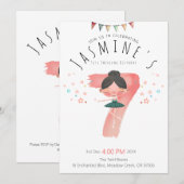 Invitation Pastel Pink Ballet Girl 7th Birthday (Devant / Derrière)