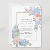 Invitation Pastel Pink Blue Floral Mariage Brunch (Devant)