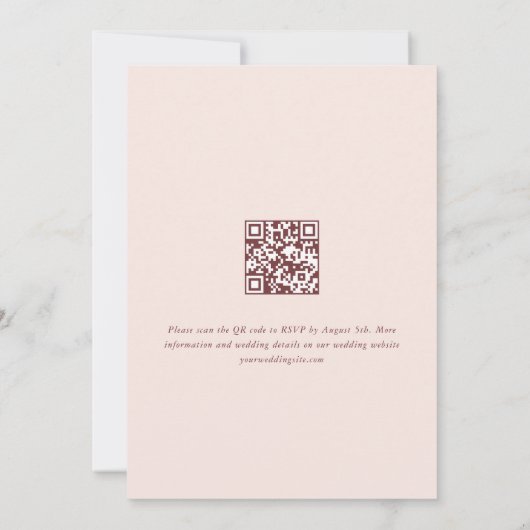 Invitation Pastel Pink Blush Boho Fleur sauvage code QR Maria (Dos)