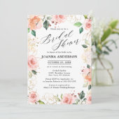 Invitation Pastel Pink Blush Rose Fête des mariées florale (Debout devant)