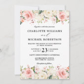 Invitation Pastel Pink Blush Rose Floral Mariage botanique (Devant)